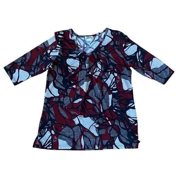 L.C. Fashions Burgundy/Black Shirt sz m - Picture 3 of 6